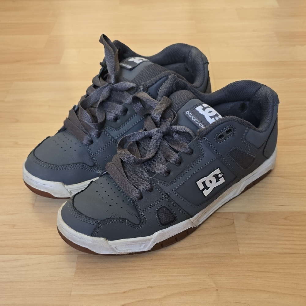 DC Shoes Stag Leather Mid Top Lace Up Mens Sneaker In Grey US 10.5
